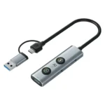 V294B AI USB-C & USB-A Docking Station (5-in-1) - Dual-Plug Hub with Voice Transcription & AI Assistant